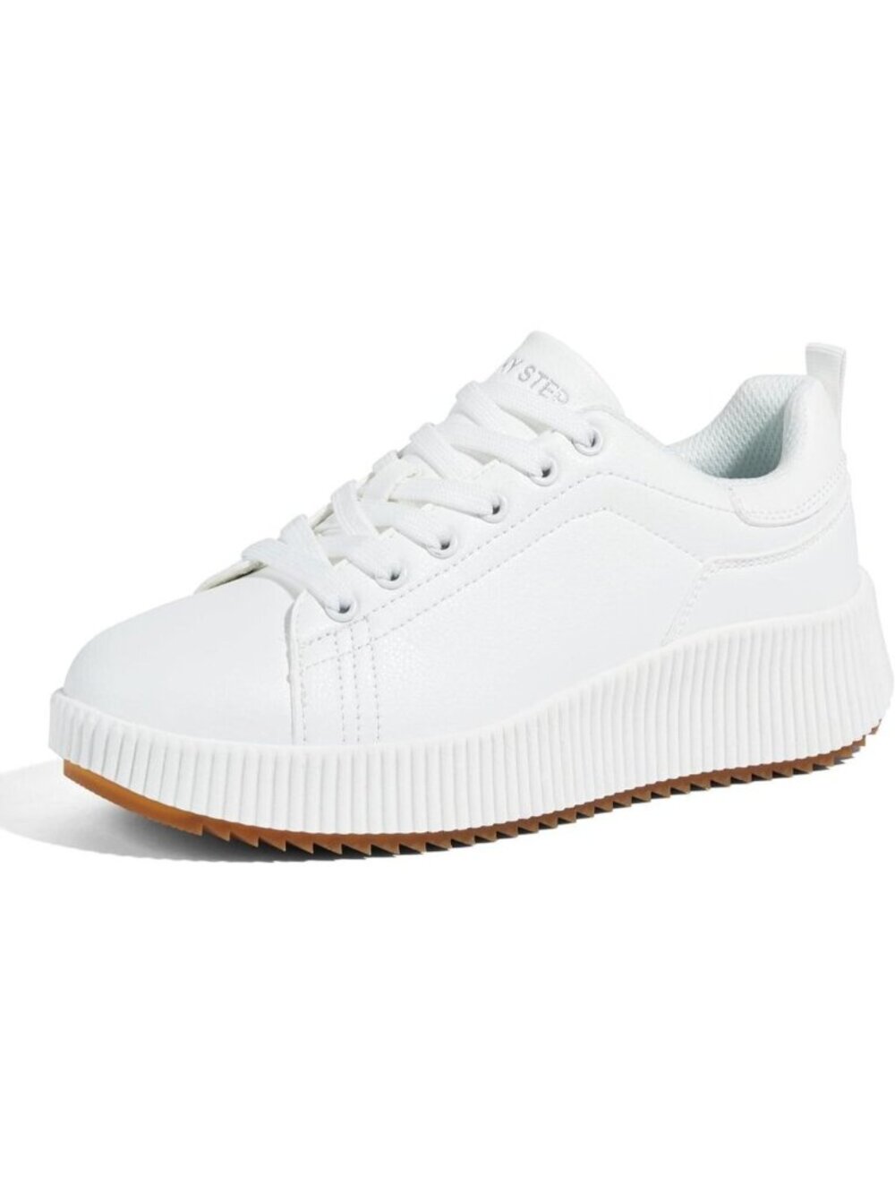 Lucky Step Women White Rhinestone Sparkly Chunky Retro Braided Casual Sneakers